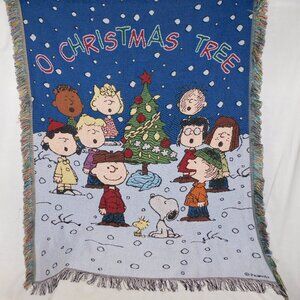 2015 Peanuts Charlie Brown O CHRISTMAS TREE Woven Tapestry Throw Blanket 48x60